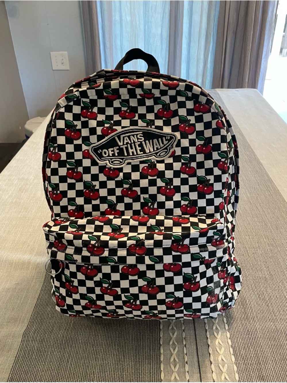 Vans Checkerboard Cherry Backpack - Black/White/Red